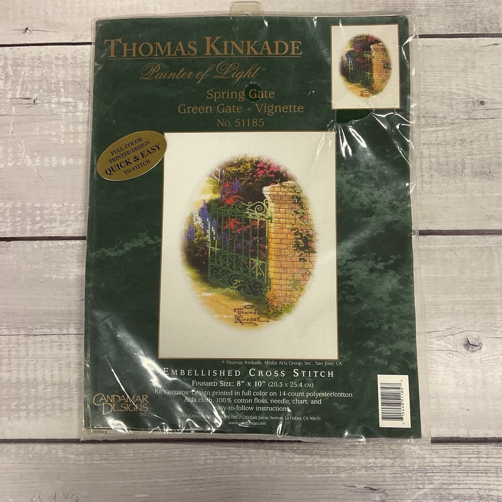 Candamar Design Thomas Kinkade Spring‎ Gate Green Counted Cross Stitch Kit 51185